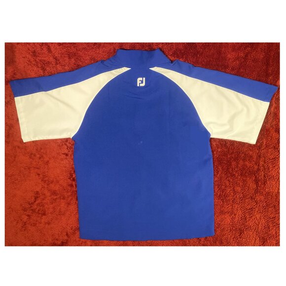 Men's FootJoy Half-Zip Short Sleeve Golf Shirt - Blue and White Medium - Picture 2 of 5